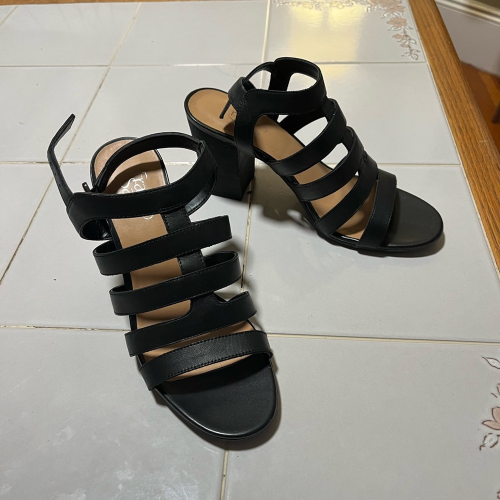 Franco Sarto Black Strappy Heels